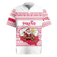 Poland Christmas Rugby Jersey with Santa Children Gingerbread Map Outline and Red Snowflake Knit Pattern Design - Wonder Print Shop