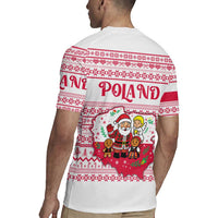 Poland Christmas Rugby Jersey with Santa Children Gingerbread Map Outline and Red Snowflake Knit Pattern Design - Wonder Print Shop
