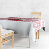 Poland Christmas Tablecloth with Santa Children Gingerbread Map Outline and Red Snowflake Knit Pattern Design - Wonder Print Shop