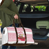 Poland Christmas Travel Bag with Santa Children Gingerbread Map Outline and Red Snowflake Knit Pattern Design - Wonder Print Shop