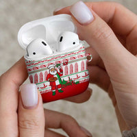 Italy Christmas AirPods Case with Pizza Chef Santa Leaning Tower Colosseum and Red Green Holiday Pattern Design - Wonder Print Shop