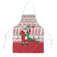 Italy Christmas Apron with Pizza Chef Santa Leaning Tower Colosseum and Red Green Holiday Pattern Design - Wonder Print Shop