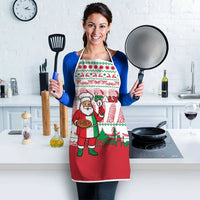 Italy Christmas Apron with Pizza Chef Santa Leaning Tower Colosseum and Red Green Holiday Pattern Design - Wonder Print Shop