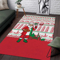 Italy Christmas Area Rug with Pizza Chef Santa Leaning Tower Colosseum and Red Green Holiday Pattern Design - Wonder Print Shop