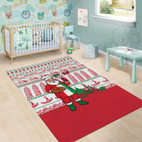 Italy Christmas Area Rug with Pizza Chef Santa Leaning Tower Colosseum and Red Green Holiday Pattern Design - Wonder Print Shop