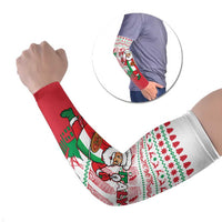 Italy Christmas Arm Sleeves with Pizza Chef Santa Leaning Tower Colosseum and Red Green Holiday Pattern Design - Wonder Print Shop