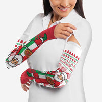 Italy Christmas Arm Sleeves with Pizza Chef Santa Leaning Tower Colosseum and Red Green Holiday Pattern Design - Wonder Print Shop