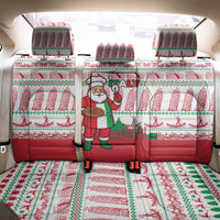 Italy Christmas Back Car Seat Cover with Pizza Chef Santa Leaning Tower Colosseum and Red Green Holiday Pattern Design - Wonder Print Shop