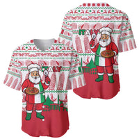 Italy Christmas Baseball Jersey with Pizza Chef Santa Leaning Tower Colosseum and Red Green Holiday Pattern Design - Wonder Print Shop