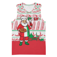 Italy Christmas Basketball Jersey with Pizza Chef Santa Leaning Tower Colosseum and Red Green Holiday Pattern Design - Wonder Print Shop