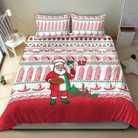 Italy Christmas Bedding Set with Pizza Chef Santa Leaning Tower Colosseum and Red Green Holiday Pattern Design - Wonder Print Shop