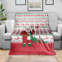 Italy Christmas Blanket with Pizza Chef Santa Leaning Tower Colosseum and Red Green Holiday Pattern Design - Wonder Print Shop