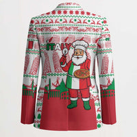 Italy Christmas Blazer with Pizza Chef Santa Leaning Tower Colosseum and Red Green Holiday Pattern Design - Wonder Print Shop