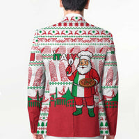 Italy Christmas Blazer with Pizza Chef Santa Leaning Tower Colosseum and Red Green Holiday Pattern Design - Wonder Print Shop