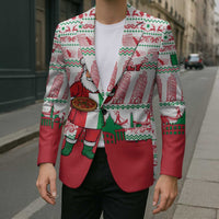 Italy Christmas Blazer with Pizza Chef Santa Leaning Tower Colosseum and Red Green Holiday Pattern Design - Wonder Print Shop
