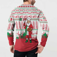 Italy Christmas Button Sweatshirt with Pizza Chef Santa Leaning Tower Colosseum and Red Green Holiday Pattern Design - Wonder Print Shop