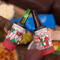 Italy Christmas 4 in 1 Can Cooler Tumbler with Pizza Chef Santa Leaning Tower Colosseum and Red Green Holiday Pattern Design - Wonder Print Shop