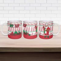Italy Christmas Ceramic Mug with Pizza Chef Santa Leaning Tower Colosseum and Red Green Holiday Pattern Design - Wonder Print Shop