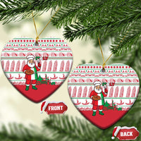 Italy Christmas Ceramic Ornament with Pizza Chef Santa Leaning Tower Colosseum and Red Green Holiday Pattern Design - Wonder Print Shop