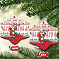 Italy Christmas Ceramic Ornament with Pizza Chef Santa Leaning Tower Colosseum and Red Green Holiday Pattern Design - Wonder Print Shop