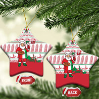 Italy Christmas Ceramic Ornament with Pizza Chef Santa Leaning Tower Colosseum and Red Green Holiday Pattern Design - Wonder Print Shop