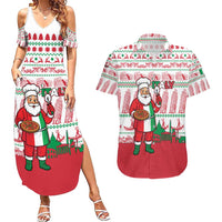 Italy Christmas Couples Matching Summer Maxi Dress and Hawaiian Shirt with Pizza Chef Santa Leaning Tower Colosseum and Red Green Holiday Pattern Design - Wonder Print Shop