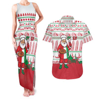 Italy Christmas Couples Matching Tank Maxi Dress and Hawaiian Shirt with Pizza Chef Santa Leaning Tower Colosseum and Red Green Holiday Pattern Design - Wonder Print Shop
