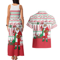 Italy Christmas Couples Matching Tank Maxi Dress and Hawaiian Shirt with Pizza Chef Santa Leaning Tower Colosseum and Red Green Holiday Pattern Design - Wonder Print Shop