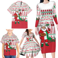 Italy Christmas Family Matching Long Sleeve Bodycon Dress and Hawaiian Shirt with Pizza Chef Santa Leaning Tower Colosseum and Red Green Holiday Pattern Design - Wonder Print Shop