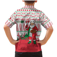 Italy Christmas Family Matching Mermaid Dress and Hawaiian Shirt with Pizza Chef Santa Leaning Tower Colosseum and Red Green Holiday Pattern Design - Wonder Print Shop