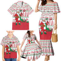Italy Christmas Family Matching Mermaid Dress and Hawaiian Shirt with Pizza Chef Santa Leaning Tower Colosseum and Red Green Holiday Pattern Design - Wonder Print Shop