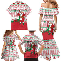 Italy Christmas Family Matching Mermaid Dress and Hawaiian Shirt with Pizza Chef Santa Leaning Tower Colosseum and Red Green Holiday Pattern Design - Wonder Print Shop