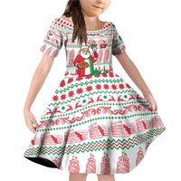 Italy Christmas Family Matching Off Shoulder Short Dress and Hawaiian Shirt with Pizza Chef Santa Leaning Tower Colosseum and Red Green Holiday Pattern Design - Wonder Print Shop