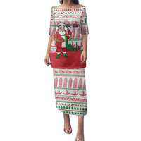 Italy Christmas Family Matching Puletasi and Hawaiian Shirt with Pizza Chef Santa Leaning Tower Colosseum and Red Green Holiday Pattern Design - Wonder Print Shop