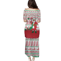 Italy Christmas Family Matching Puletasi and Hawaiian Shirt with Pizza Chef Santa Leaning Tower Colosseum and Red Green Holiday Pattern Design - Wonder Print Shop