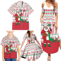 Italy Christmas Family Matching Summer Maxi Dress and Hawaiian Shirt with Pizza Chef Santa Leaning Tower Colosseum and Red Green Holiday Pattern Design - Wonder Print Shop