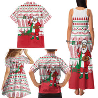 Italy Christmas Family Matching Tank Maxi Dress and Hawaiian Shirt with Pizza Chef Santa Leaning Tower Colosseum and Red Green Holiday Pattern Design - Wonder Print Shop