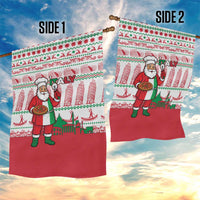 Italy Christmas Garden Flag with Pizza Chef Santa Leaning Tower Colosseum and Red Green Holiday Pattern Design - Wonder Print Shop