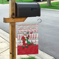 Italy Christmas Garden Flag with Pizza Chef Santa Leaning Tower Colosseum and Red Green Holiday Pattern Design - Wonder Print Shop