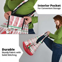 Italy Christmas Grocery Bag with Pizza Chef Santa Leaning Tower Colosseum and Red Green Holiday Pattern Design - Wonder Print Shop