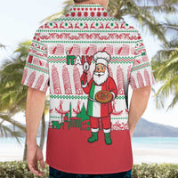 Italy Christmas Hawaiian Shirt with Pizza Chef Santa Leaning Tower Colosseum and Red Green Holiday Pattern Design - Wonder Print Shop