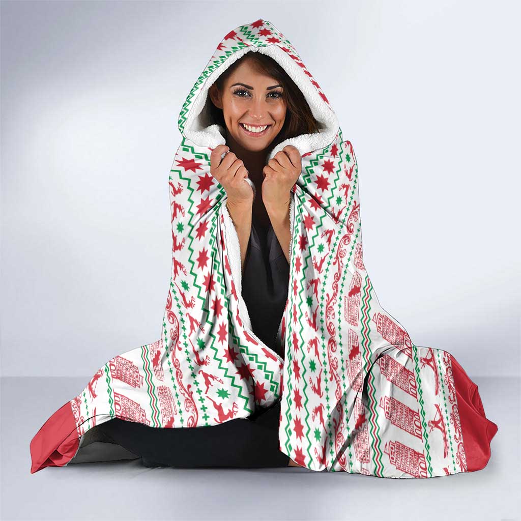 Italy Christmas Hooded Blanket with Pizza Chef Santa Leaning Tower Colosseum and Red Green Holiday Pattern Design - Wonder Print Shop