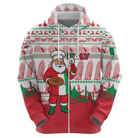 Italy Christmas Hoodie with Pizza Chef Santa Leaning Tower Colosseum and Red Green Holiday Pattern Design - Wonder Print Shop