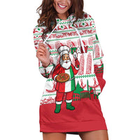 Italy Christmas Hoodie Dress with Pizza Chef Santa Leaning Tower Colosseum and Red Green Holiday Pattern Design - Wonder Print Shop