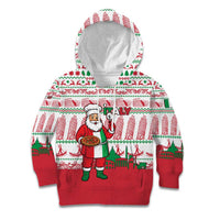 Italy Christmas Kid Hoodie with Pizza Chef Santa Leaning Tower Colosseum and Red Green Holiday Pattern Design - Wonder Print Shop