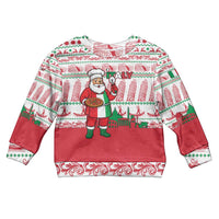 Italy Christmas Kid Ugly Christmas Sweater with Pizza Chef Santa Leaning Tower Colosseum and Red Green Holiday Pattern Design - Wonder Print Shop