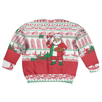 Italy Christmas Kid Ugly Christmas Sweater with Pizza Chef Santa Leaning Tower Colosseum and Red Green Holiday Pattern Design - Wonder Print Shop