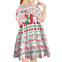 Italy Christmas Kid Short Sleeve Dress with Pizza Chef Santa Leaning Tower Colosseum and Red Green Holiday Pattern Design - Wonder Print Shop