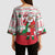 Italy Christmas Kimono Sleeve Blouse with Pizza Chef Santa Leaning Tower Colosseum and Red Green Holiday Pattern Design - Wonder Print Shop