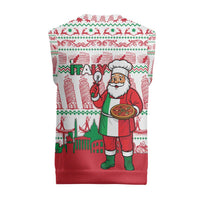 Italy Christmas Knitted V-Neck Vest with Pizza Chef Santa Leaning Tower Colosseum and Red Green Holiday Pattern Design - Wonder Print Shop